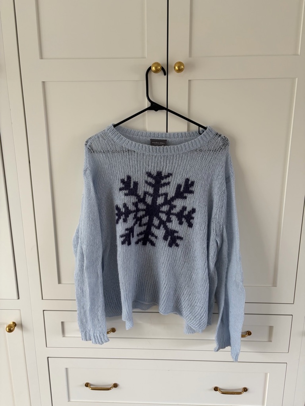 Wooden Ships Light Blue Snowflake Knit Sweater